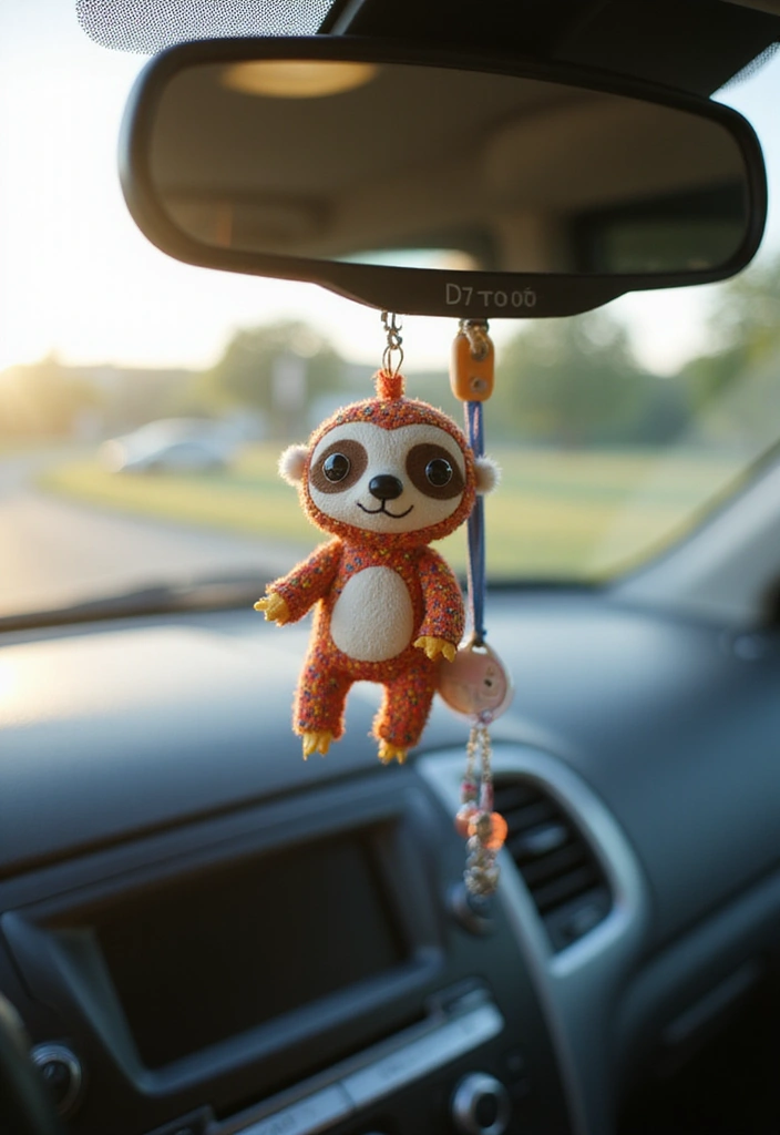 25 Clay Rear View Mirror Decor Ideas That Add Personality to Your Car 1 25 Clay Rear View Mirror Decor Ideas That Add Personality to Your Car - 1. Whimsical Animal Charms