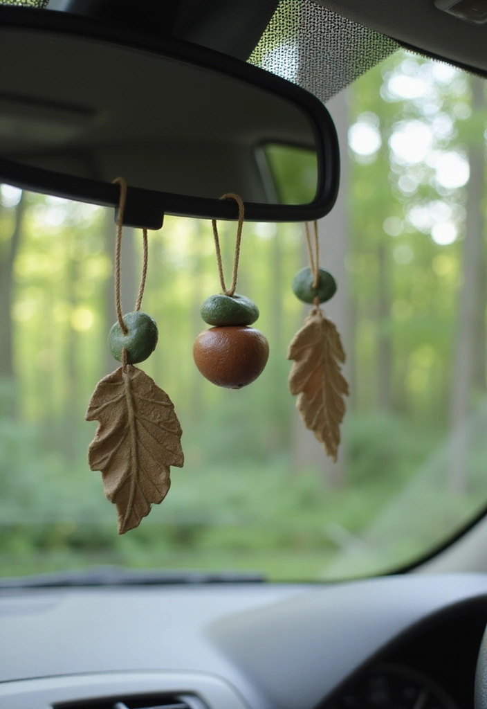 25 Clay Rear View Mirror Decor Ideas That Add Personality to Your Car 12 25 Clay Rear View Mirror Decor Ideas That Add Personality to Your Car - 12. Nature-Inspired Treasures