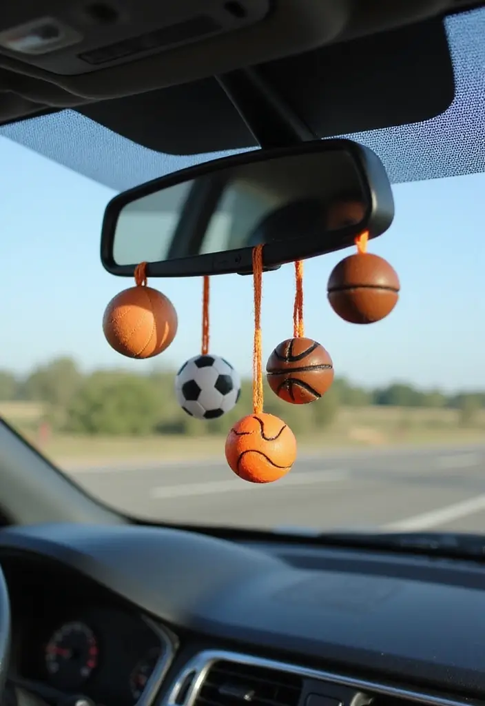 25 Clay Rear View Mirror Decor Ideas That Add Personality to Your Car 19 25 Clay Rear View Mirror Decor Ideas That Add Personality to Your Car - 19. Sporty Symbolism