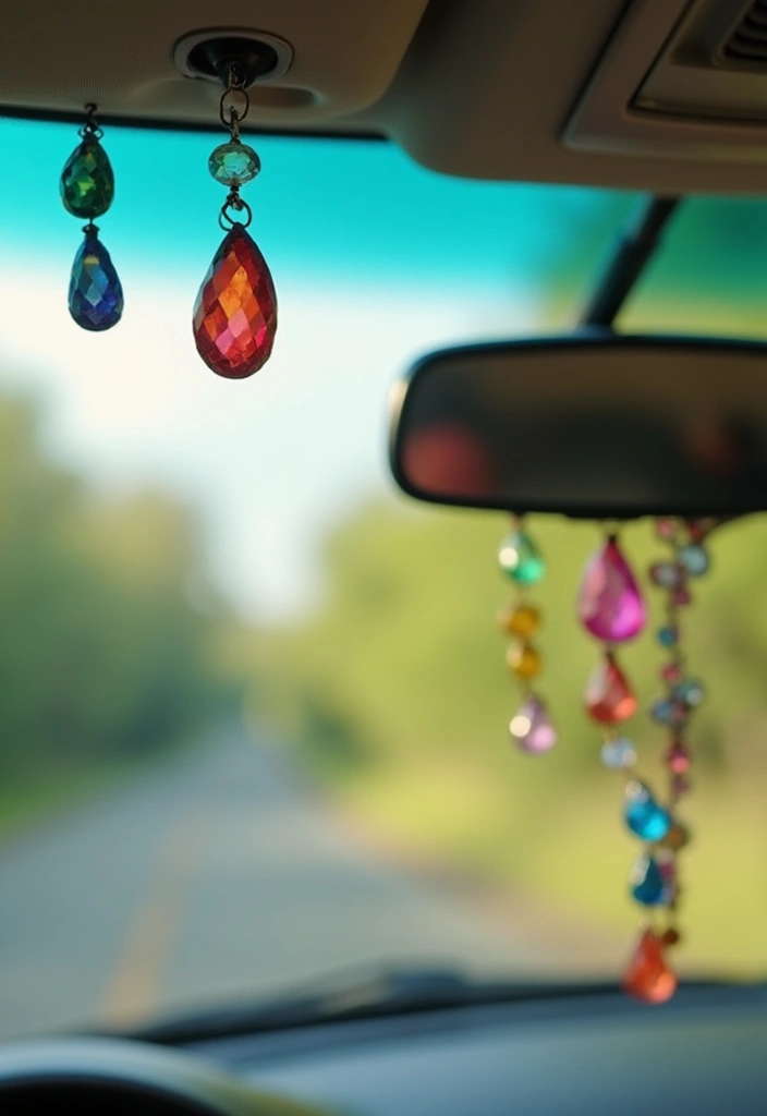 25 Clay Rear View Mirror Decor Ideas That Add Personality to Your Car 20 25 Clay Rear View Mirror Decor Ideas That Add Personality to Your Car - 20. Colorful Clay Gemstones