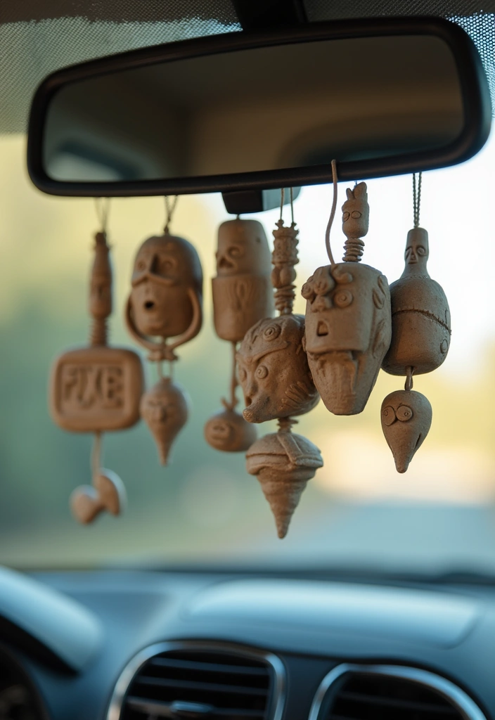 25 Clay Rear View Mirror Decor Ideas That Add Personality to Your Car 25 25 Clay Rear View Mirror Decor Ideas That Add Personality to Your Car - 25. Artistic Clay Sculptures