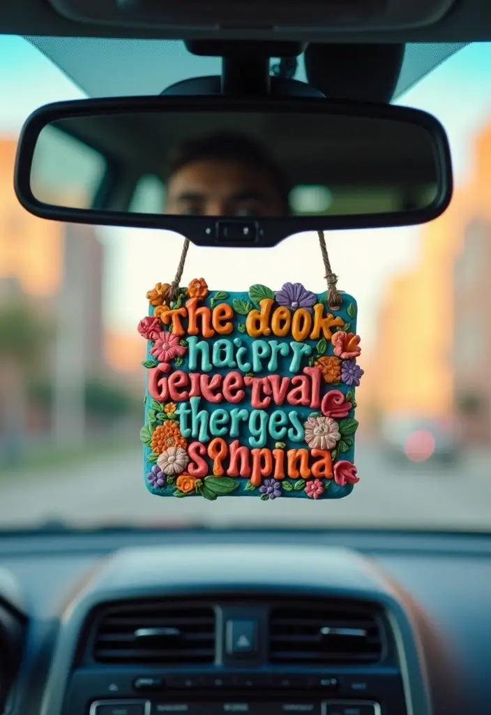 25 Clay Rear View Mirror Decor Ideas That Add Personality to Your Car 4 25 Clay Rear View Mirror Decor Ideas That Add Personality to Your Car - 4. Inspirational Quotes