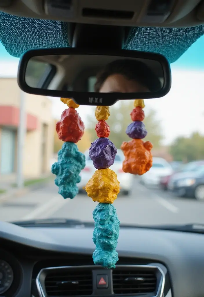 25 Clay Rear View Mirror Decor Ideas That Add Personality to Your Car 5 25 Clay Rear View Mirror Decor Ideas That Add Personality to Your Car - 5. Abstract Shapes