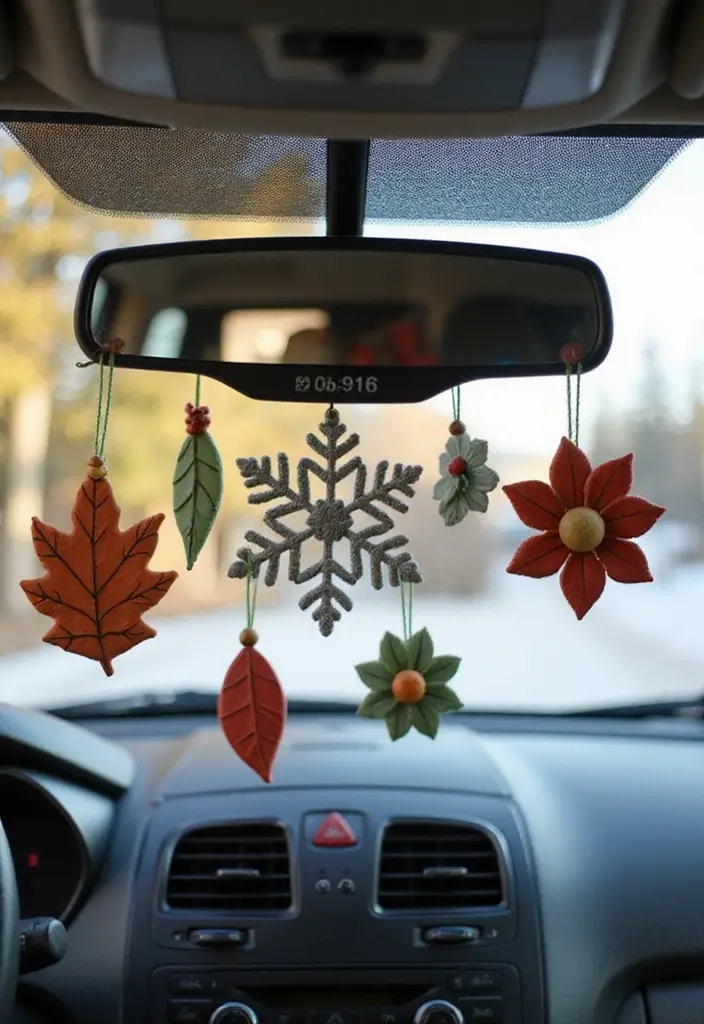 25 Clay Rear View Mirror Decor Ideas That Add Personality to Your Car 6 25 Clay Rear View Mirror Decor Ideas That Add Personality to Your Car - 6. Seasonal Themes
