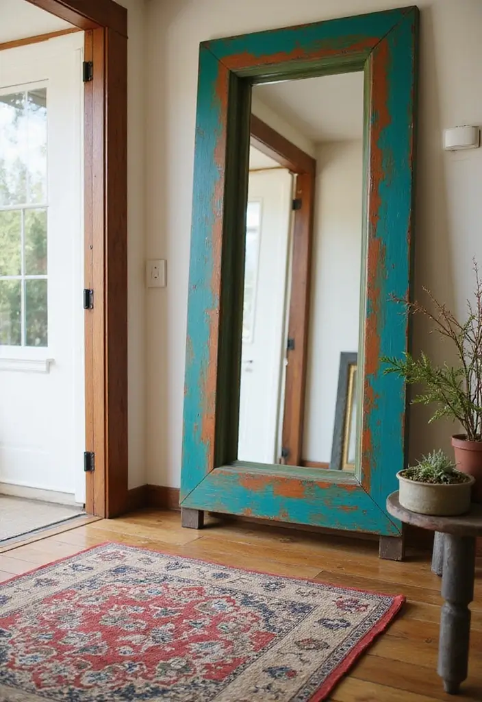 25 DIY Full Length Mirror Decor Ideas That Look Expensive on a Budget 25 25 DIY Full Length Mirror Decor Ideas That Look Expensive on a Budget - 25. Custom Painted Design