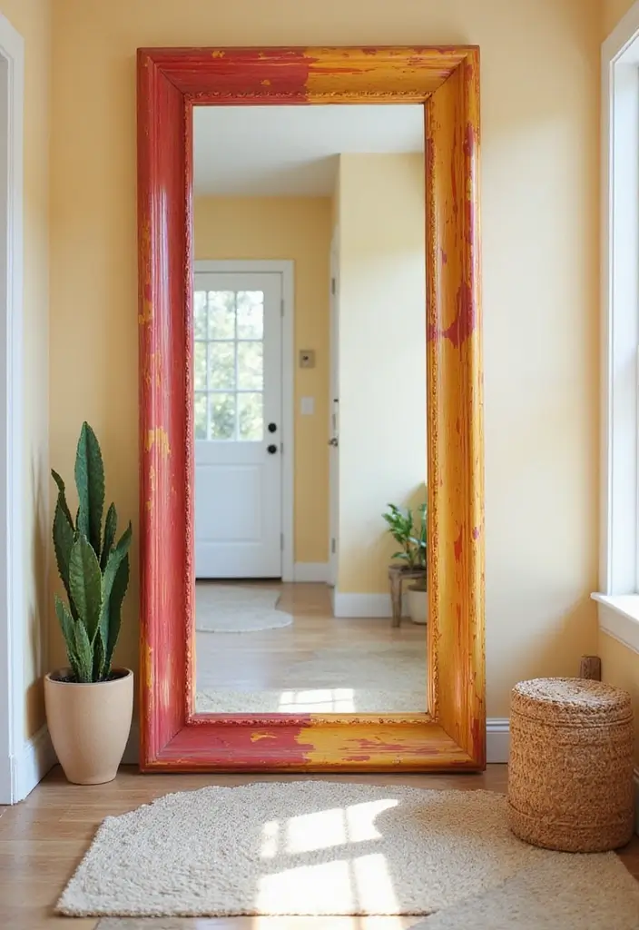 25 DIY Full Length Mirror Decor Ideas That Look Expensive on a Budget 3 25 DIY Full Length Mirror Decor Ideas That Look Expensive on a Budget - 3. Colorful Washed Finish