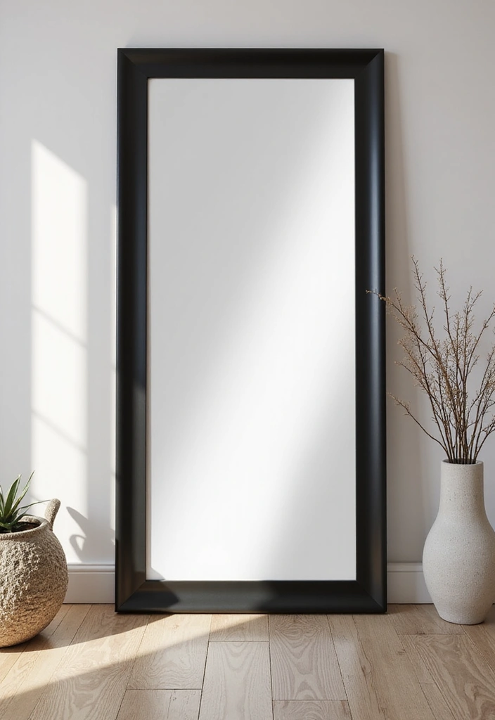 25 DIY Full Length Mirror Decor Ideas That Look Expensive on a Budget 8 25 DIY Full Length Mirror Decor Ideas That Look Expensive on a Budget - 8. Minimalist Black Frame