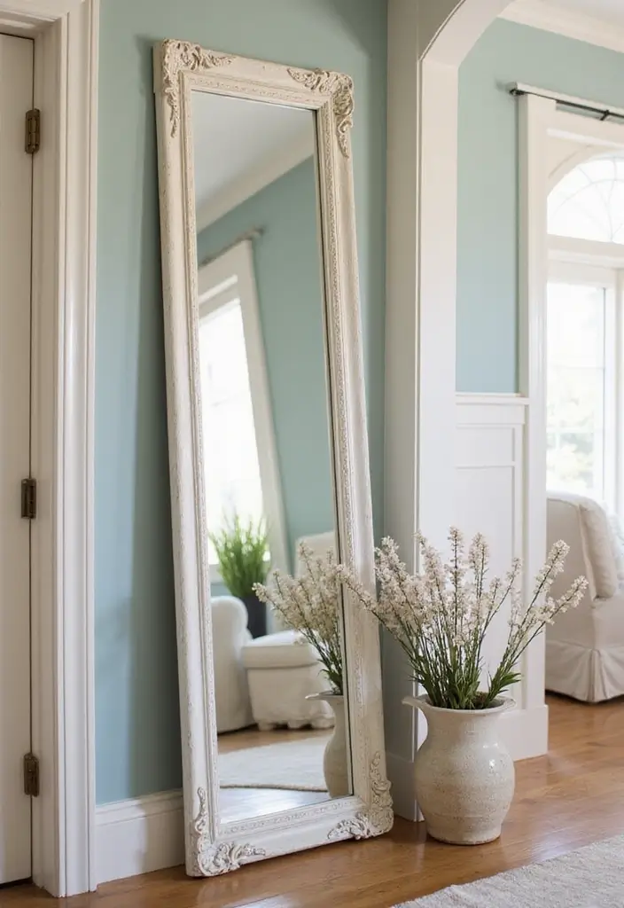 25 DIY Full Length Mirror Decor Ideas That Look Expensive on a Budget 9 25 DIY Full Length Mirror Decor Ideas That Look Expensive on a Budget - 9. Shabby Chic Ribbons