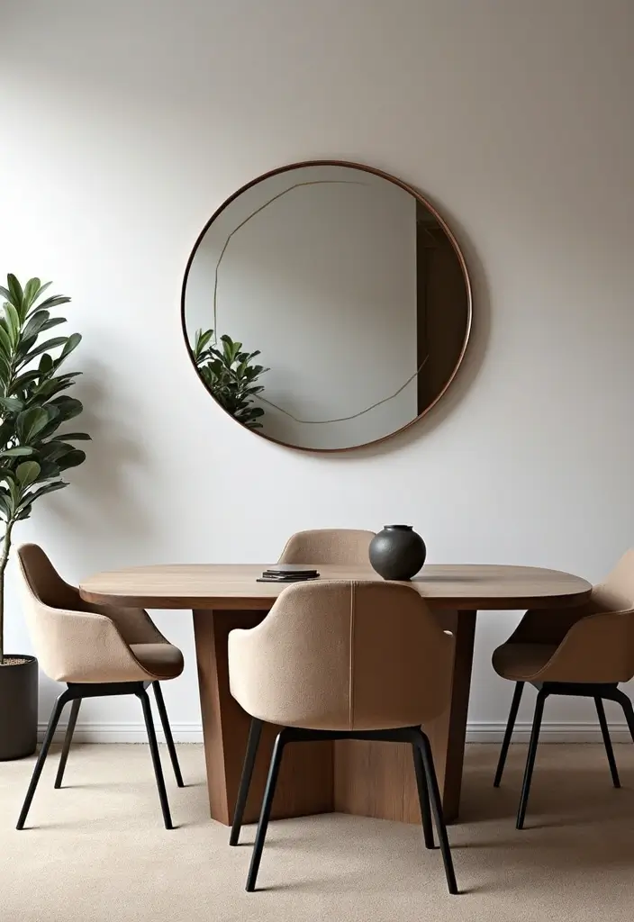 25 Dining Room Round Mirror Decor Ideas for a Stylish and Modern Look 16 25 Dining Room Round Mirror Decor Ideas for a Stylish and Modern Look - 16. Round Mirrors with a Twist