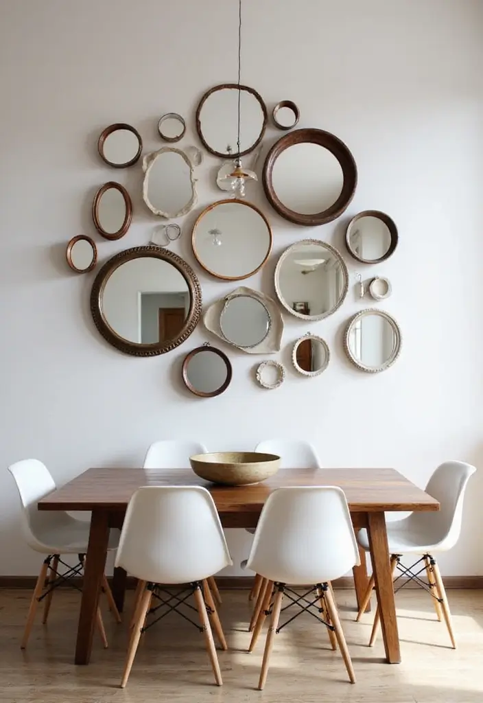 25 Dining Room Round Mirror Decor Ideas for a Stylish and Modern Look 2 25 Dining Room Round Mirror Decor Ideas for a Stylish and Modern Look - 2. Gallery Wall of Mirrors