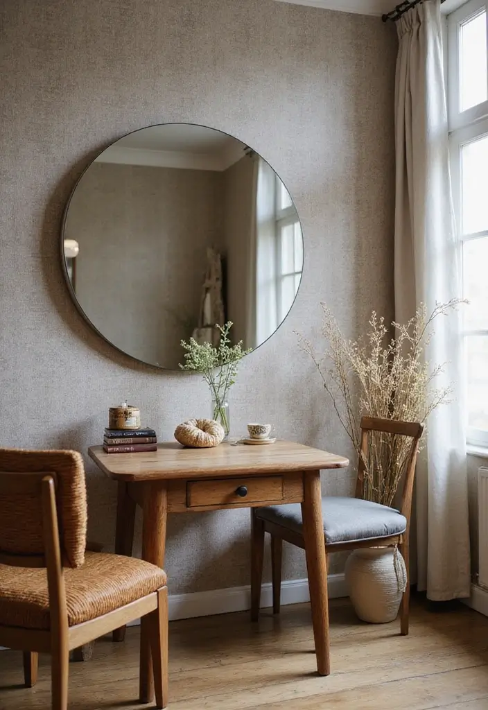 25 Dining Room Round Mirror Decor Ideas for a Stylish and Modern Look 3 25 Dining Room Round Mirror Decor Ideas for a Stylish and Modern Look - 3. Layered Textures