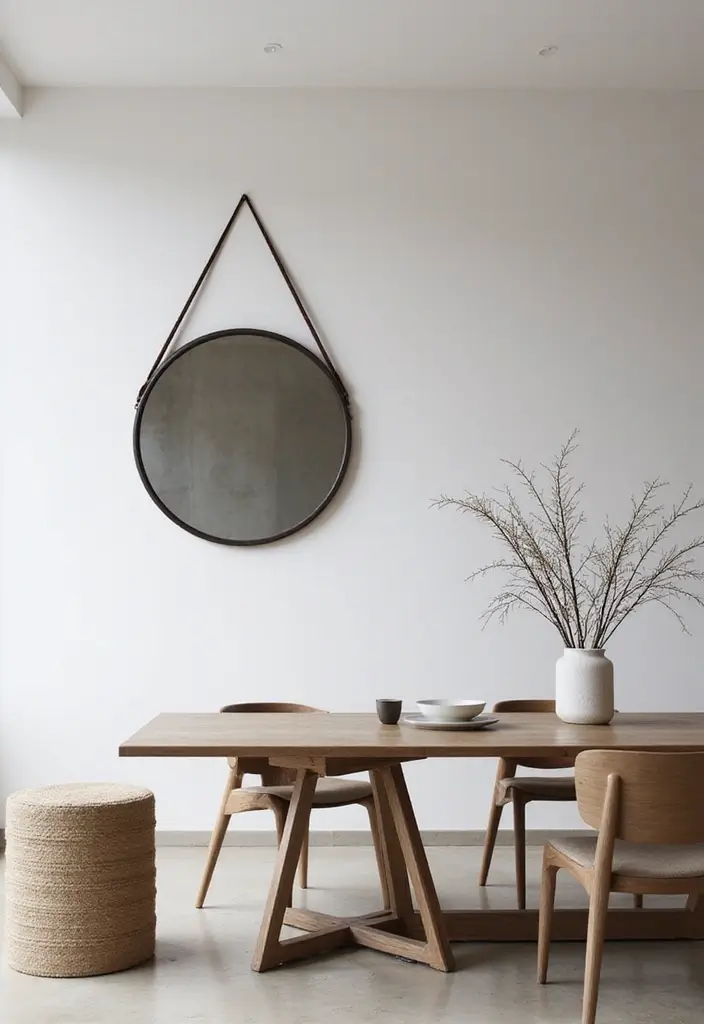 25 Dining Room Round Mirror Decor Ideas for a Stylish and Modern Look 6 25 Dining Room Round Mirror Decor Ideas for a Stylish and Modern Look - 6. Minimalist Round Mirrors