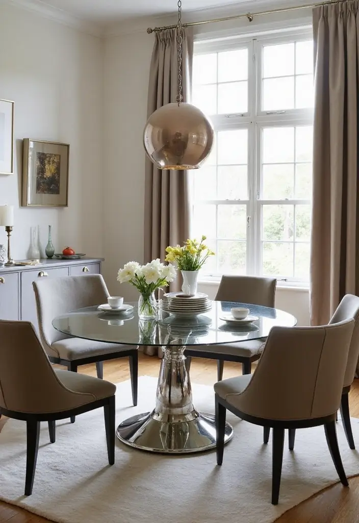 25 Dining Room Round Mirror Decor Ideas for a Stylish and Modern Look 8 25 Dining Room Round Mirror Decor Ideas for a Stylish and Modern Look - 8. Mirror Accent Tables