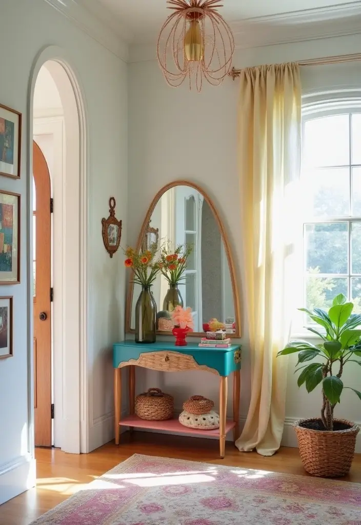 25 Entryway Table Decor with Arched Mirror Ideas for Elegant Homes 20 25 Entryway Table Decor with Arched Mirror Ideas for Elegant Homes - 20. Whimsical Accents