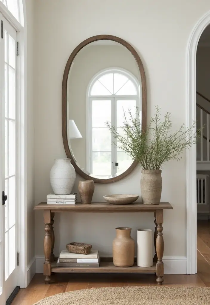 25 Entryway Table Decor with Arched Mirror Ideas for Elegant Homes 8 25 Entryway Table Decor with Arched Mirror Ideas for Elegant Homes - 8. Curated Collections