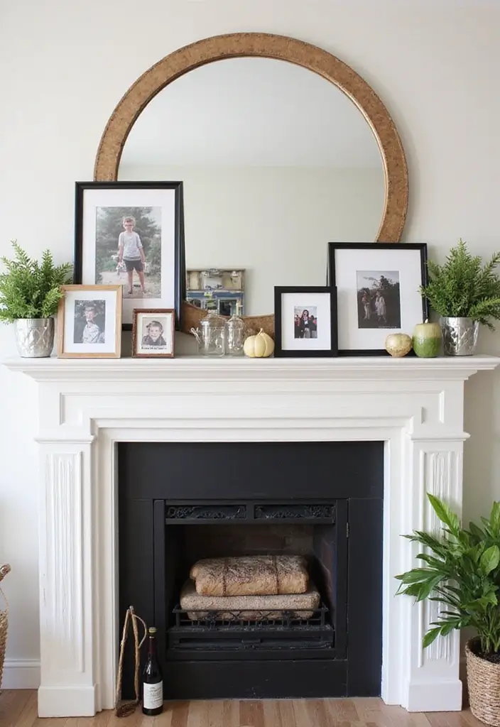 25 Fireplace Mantel Decor with Mirror and Greenery for Seasonal Touch 15 25 Fireplace Mantel Decor with Mirror and Greenery for Seasonal Touch - 15. Personalized Photo Displays