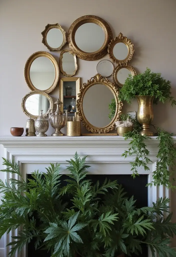 25 Fireplace Mantel Decor with Mirror and Greenery for Seasonal Touch 16 25 Fireplace Mantel Decor with Mirror and Greenery for Seasonal Touch - 16. Reflective Gallery