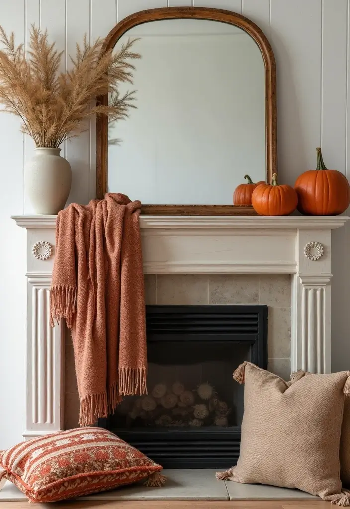 25 Fireplace Mantel Decor with Mirror and Greenery for Seasonal Touch 18 25 Fireplace Mantel Decor with Mirror and Greenery for Seasonal Touch - 18. Beautiful Seasonal Textiles