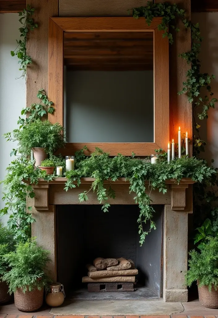 25 Fireplace Mantel Decor with Mirror and Greenery for Seasonal Touch 2 25 Fireplace Mantel Decor with Mirror and Greenery for Seasonal Touch - 2. Rustic Charm with Wooden Frames