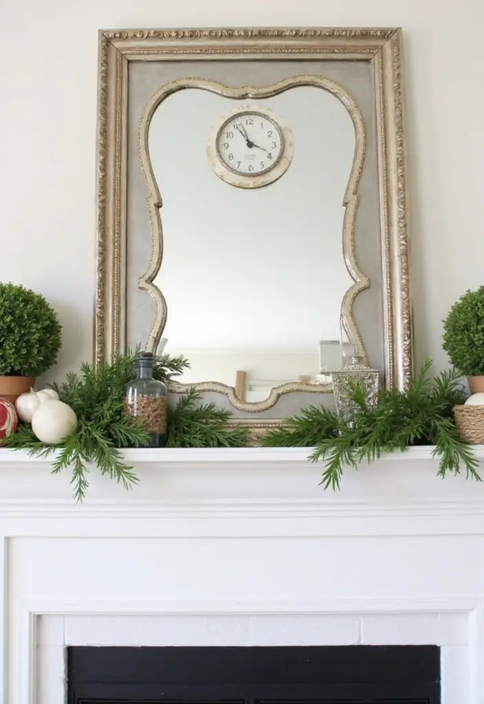 25 Fireplace Mantel Decor with Mirror and Greenery for Seasonal Touch 20 25 Fireplace Mantel Decor with Mirror and Greenery for Seasonal Touch - 20. Mirror Mantel Clock