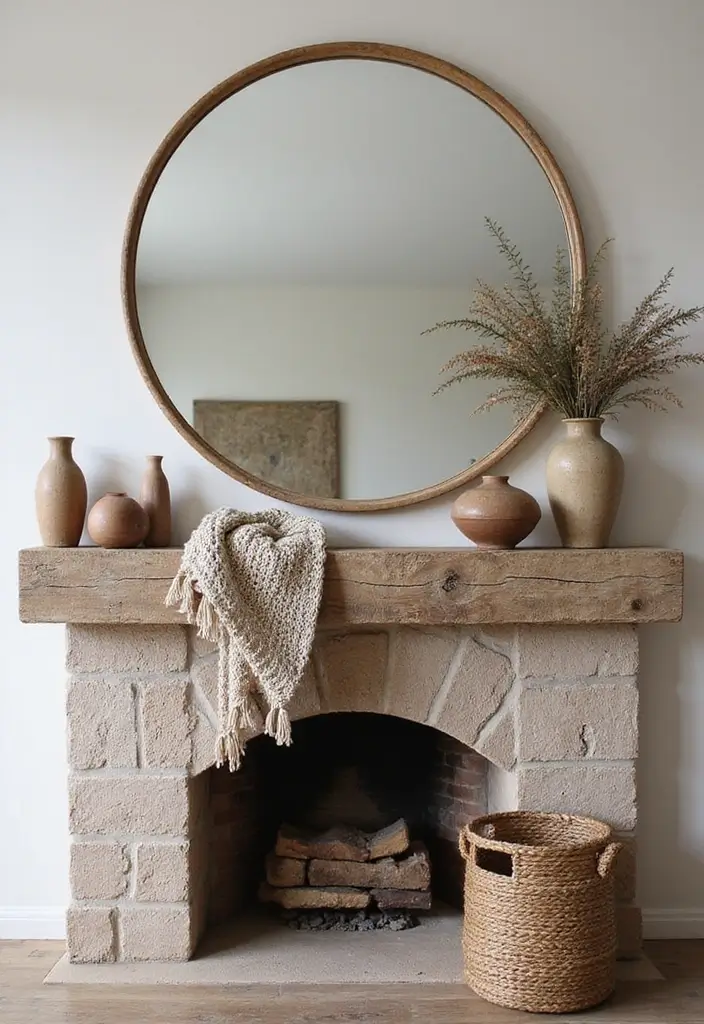 25 Fireplace Mantel Decor with Mirror and Greenery for Seasonal Touch 4 25 Fireplace Mantel Decor with Mirror and Greenery for Seasonal Touch - 4. Layering Textures