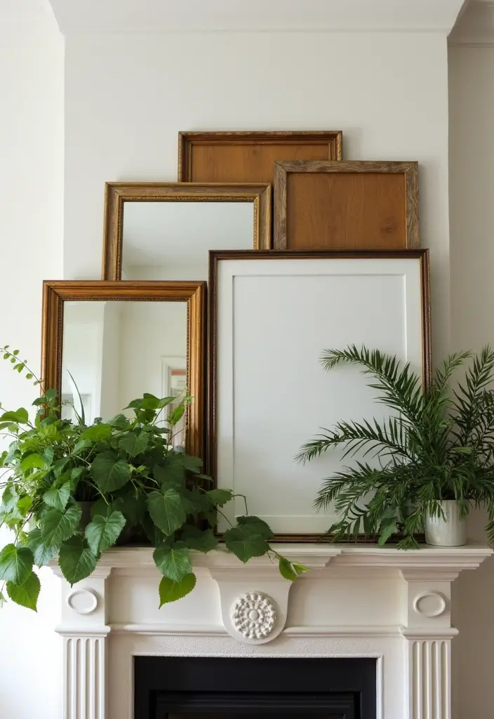 25 Fireplace Mantel Decor with Mirror and Greenery for Seasonal Touch 5 25 Fireplace Mantel Decor with Mirror and Greenery for Seasonal Touch - 5. Eclectic Gallery Wall