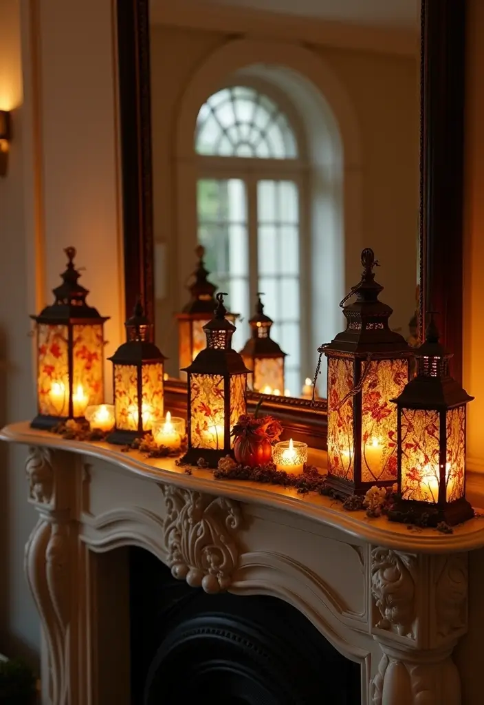 25 Fireplace Mantel Decor with Mirror and Greenery for Seasonal Touch 7 25 Fireplace Mantel Decor with Mirror and Greenery for Seasonal Touch - 7. Seasonal Lanterns and Candles
