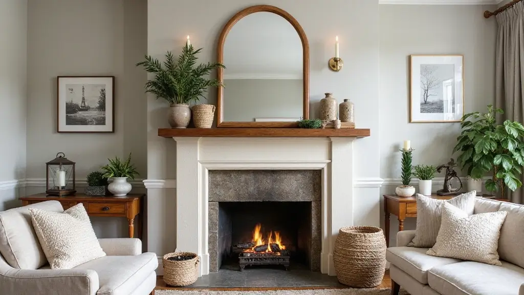 25 Fireplace Mantel Decor with Mirror and Greenery for Seasonal Touch