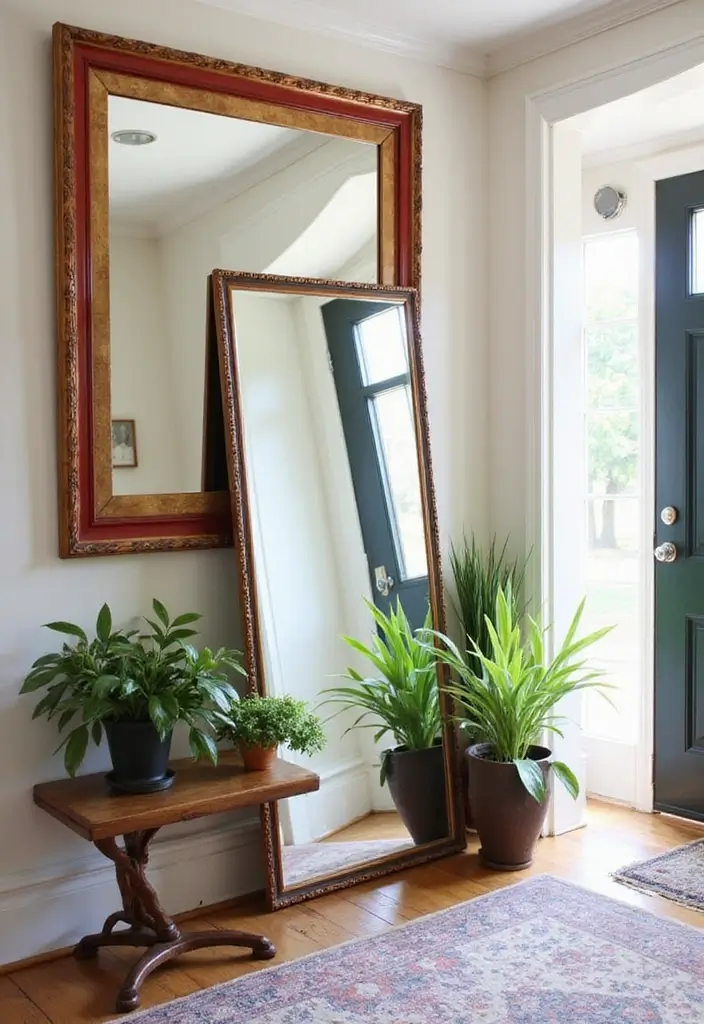 25 Full Length Mirror Decor Ideas for Entryways and Hallways 1 25 Full Length Mirror Decor Ideas for Entryways and Hallways - 1. Full-Length Mirror with Bold Frame