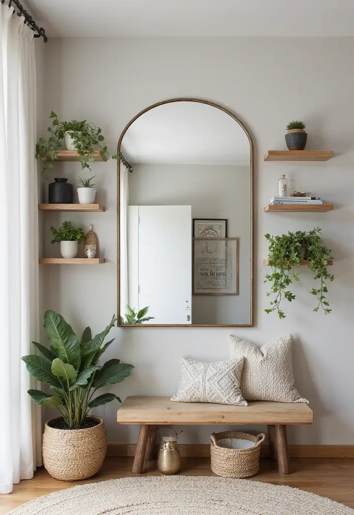 25 Full Length Mirror Decor Ideas for Entryways and Hallways 10 25 Full Length Mirror Decor Ideas for Entryways and Hallways - 10. Decorative Mirror with Shelves