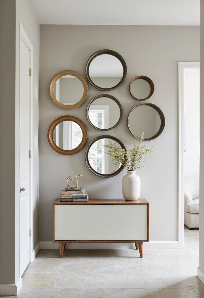 25 Full Length Mirror Decor Ideas for Entryways and Hallways 12 25 Full Length Mirror Decor Ideas for Entryways and Hallways - 12. Contemporary Circular Mirrors