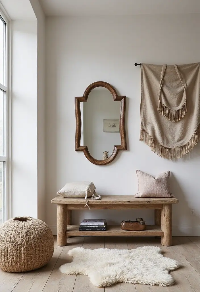 25 Full Length Mirror Decor Ideas for Entryways and Hallways 19 25 Full Length Mirror Decor Ideas for Entryways and Hallways - 19. Combination of Mirrors and Textiles
