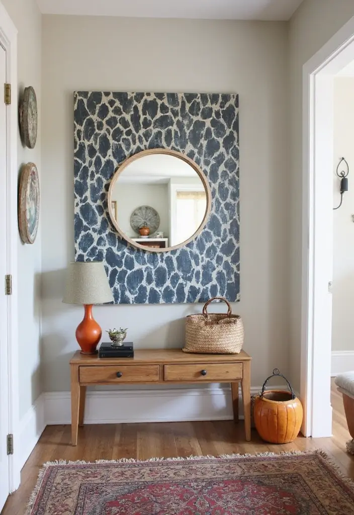 25 Full Length Mirror Decor Ideas for Entryways and Hallways 21 25 Full Length Mirror Decor Ideas for Entryways and Hallways - 21. Mirrors with Bold Patterns