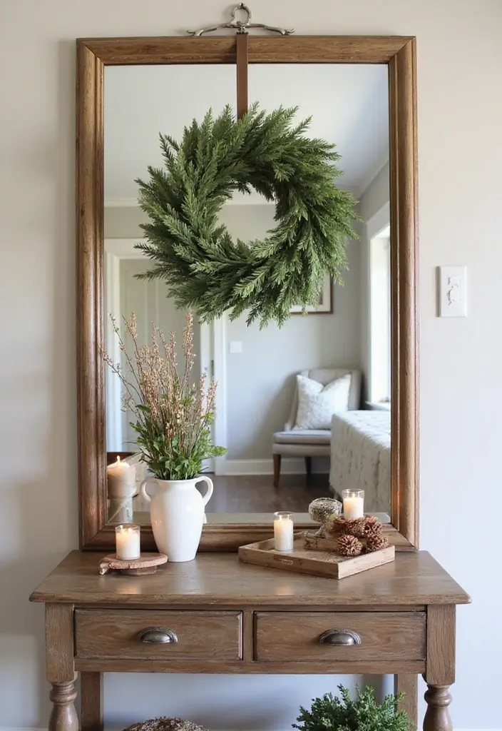 25 Full Length Mirror Decor Ideas for Entryways and Hallways 25 25 Full Length Mirror Decor Ideas for Entryways and Hallways - 25. Seasonal Mirror Decor