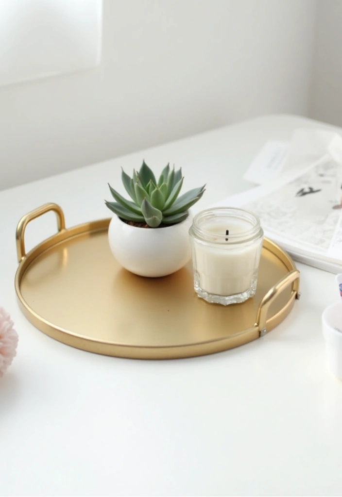 25 Gold Mirror Tray Decor Ideas That Add a Touch of Glamour 14 25 Gold Mirror Tray Decor Ideas That Add a Touch of Glamour - 14. Minimalist Approach