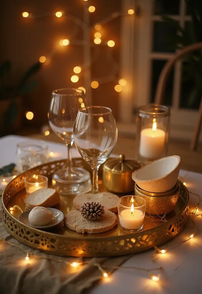 25 Gold Mirror Tray Decor Ideas That Add a Touch of Glamour 18 25 Gold Mirror Tray Decor Ideas That Add a Touch of Glamour - 18. Illuminated Beauty