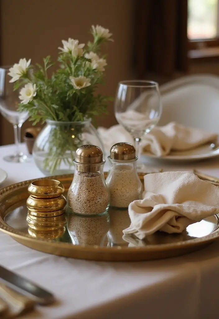 25 Gold Mirror Tray Decor Ideas That Add a Touch of Glamour 4 25 Gold Mirror Tray Decor Ideas That Add a Touch of Glamour - 4. Vintage Charm in the Dining Room