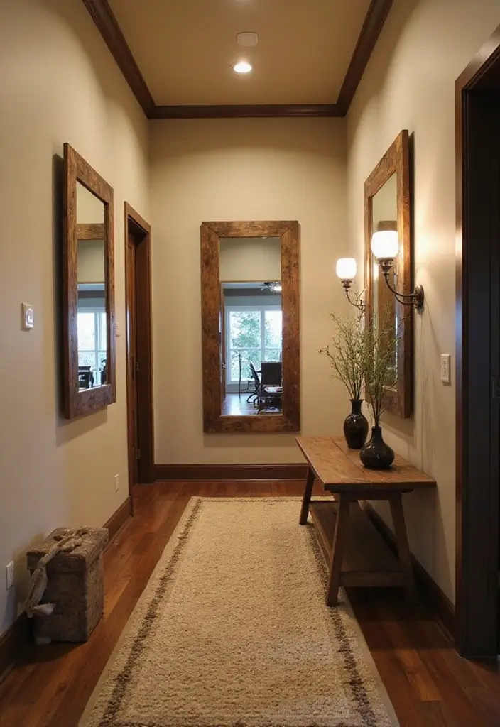 25 Hallway Mirror Decor Ideas That Make Narrow Spaces Feel Open 15 25 Hallway Mirror Decor Ideas That Make Narrow Spaces Feel Open - 15. Rustic Mirrors