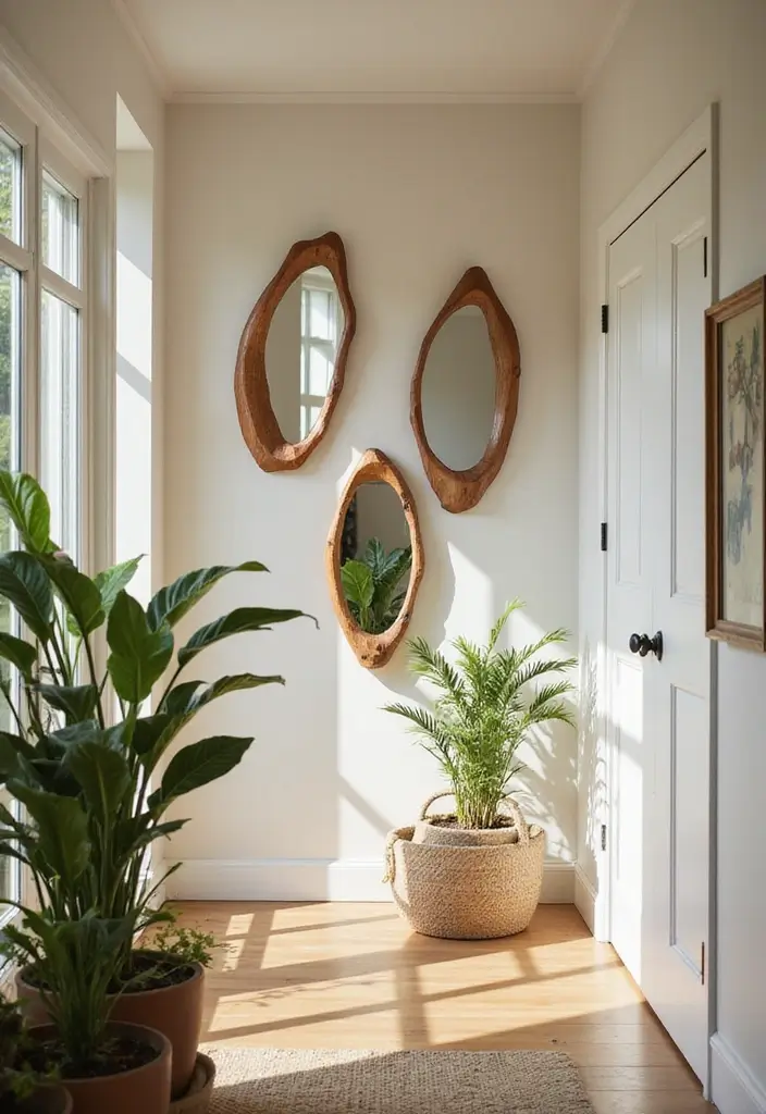 25 Hallway Mirror Decor Ideas That Make Narrow Spaces Feel Open 18 25 Hallway Mirror Decor Ideas That Make Narrow Spaces Feel Open - 18. Nature-Inspired Mirrors