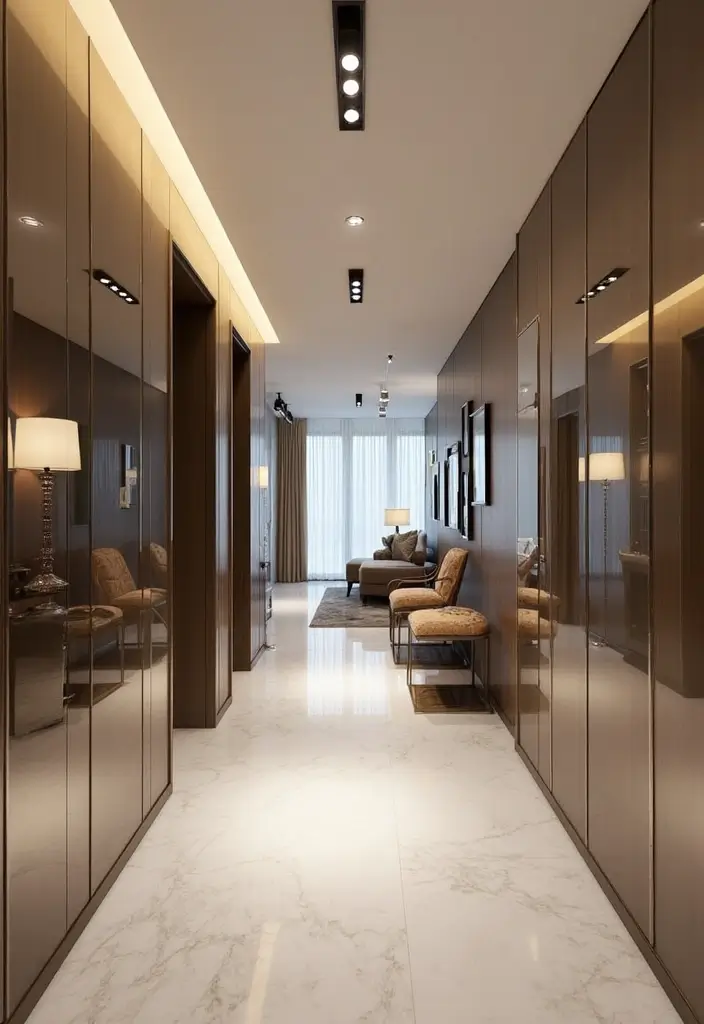 25 Hallway Mirror Decor Ideas That Make Narrow Spaces Feel Open 22 25 Hallway Mirror Decor Ideas That Make Narrow Spaces Feel Open - 22. Mirrored Wall Panels