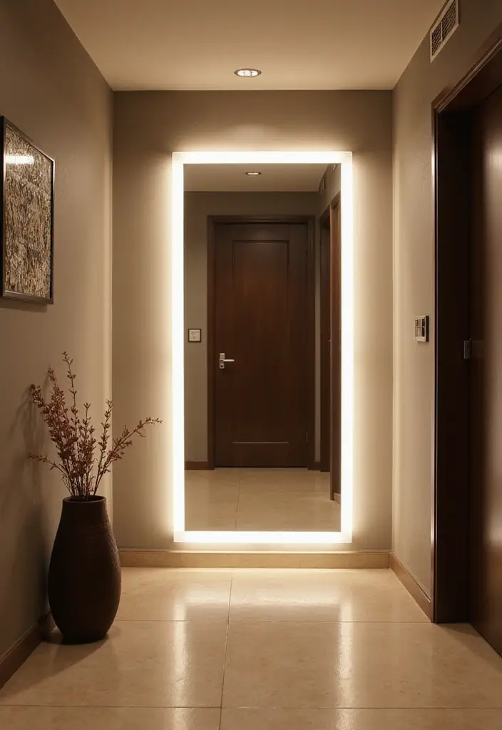 25 Hallway Mirror Decor Ideas That Make Narrow Spaces Feel Open 5 25 Hallway Mirror Decor Ideas That Make Narrow Spaces Feel Open - 5. Illuminated Mirrors