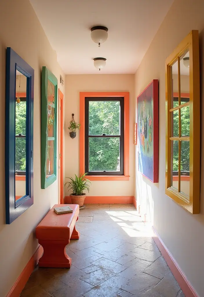 25 Hallway Mirror Decor Ideas That Make Narrow Spaces Feel Open 6 25 Hallway Mirror Decor Ideas That Make Narrow Spaces Feel Open - 6. Colorful Mirrors