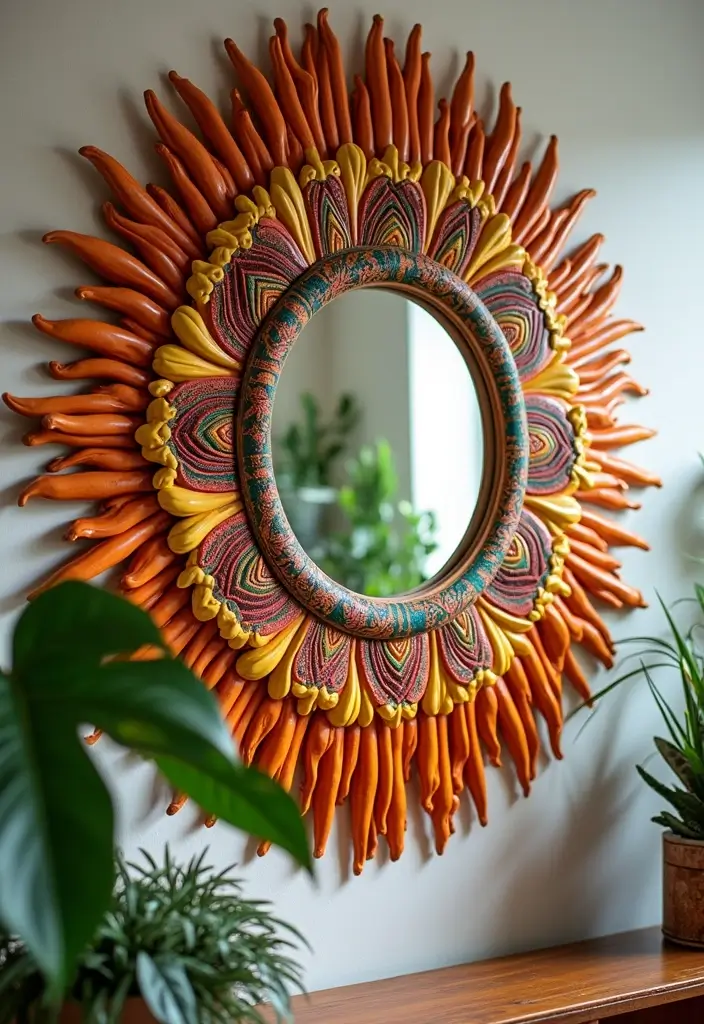 25 Lippan Art Mirror Wall Decor Ideas for Boho and Ethnic Homes 1 25 Lippan Art Mirror Wall Decor Ideas for Boho and Ethnic Homes - 1. Large Sunburst Lippan Mirror