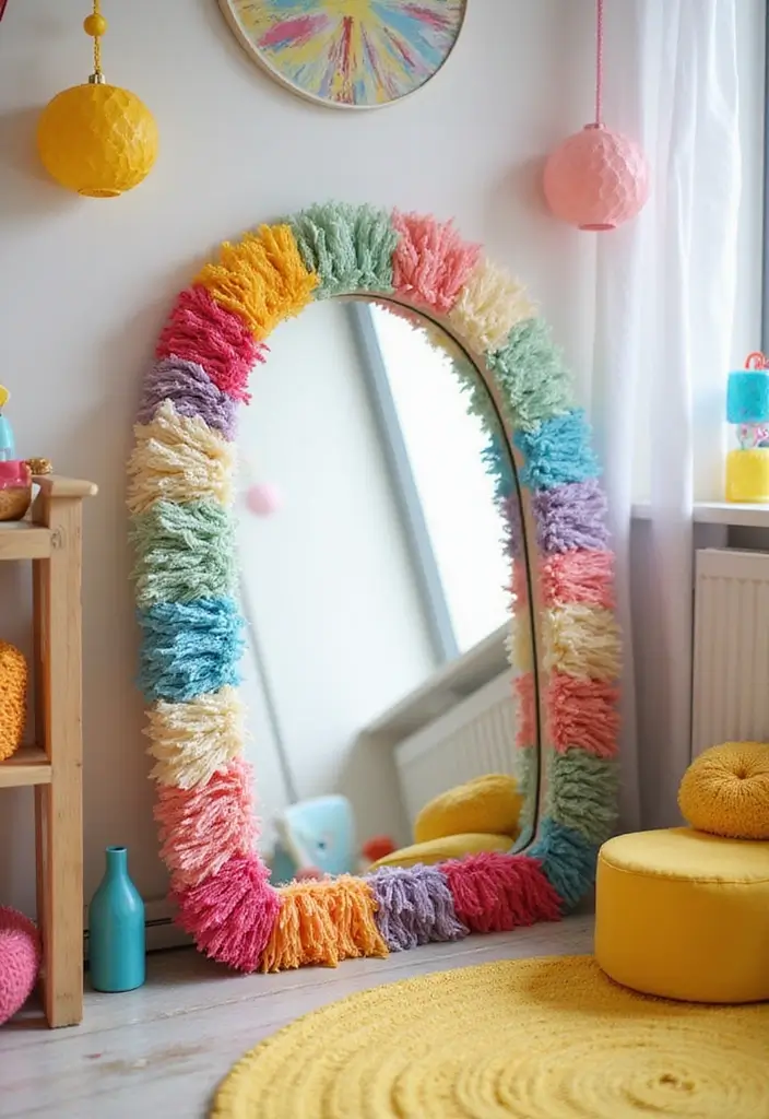 25 Lippan Art Mirror Wall Decor Ideas for Boho and Ethnic Homes 11 25 Lippan Art Mirror Wall Decor Ideas for Boho and Ethnic Homes - 11. Lippan Art Mirrors with Colorful Fringes