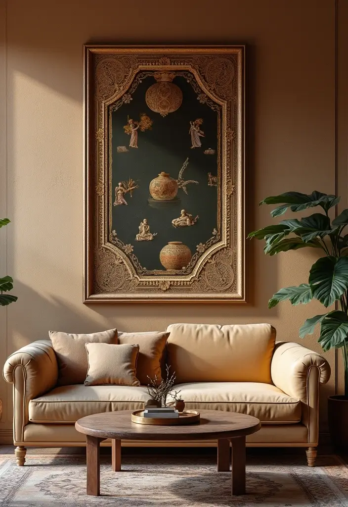 25 Lippan Art Mirror Wall Decor Ideas for Boho and Ethnic Homes 16 25 Lippan Art Mirror Wall Decor Ideas for Boho and Ethnic Homes - 16. Lippan Art Mirrors with Cultural Symbols