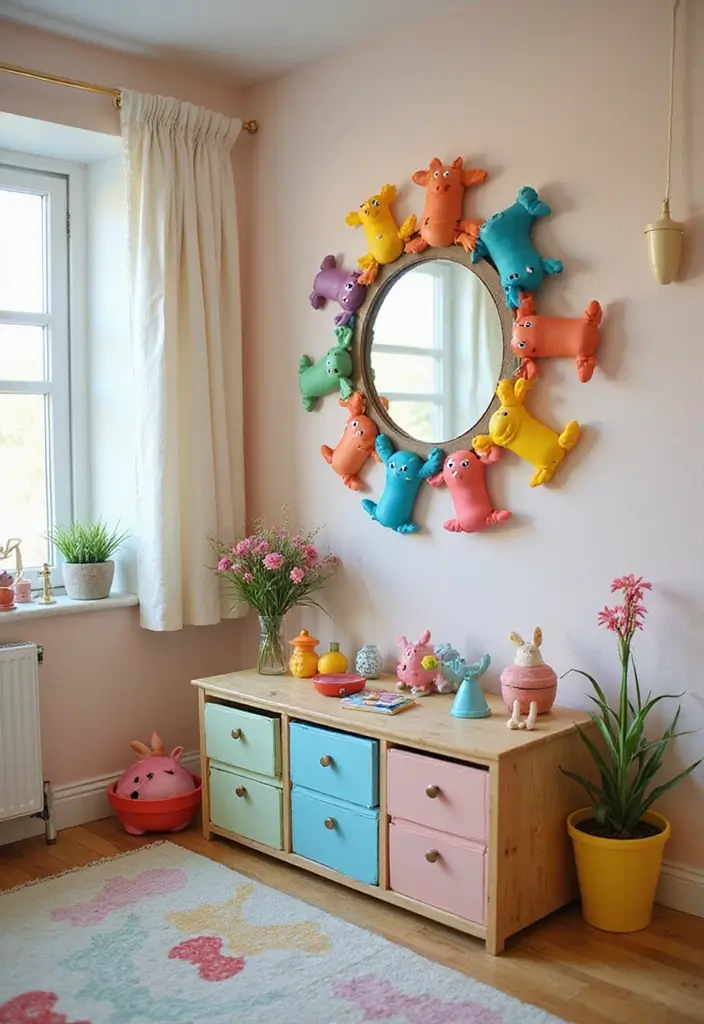 25 Lippan Art Mirror Wall Decor Ideas for Boho and Ethnic Homes 5 25 Lippan Art Mirror Wall Decor Ideas for Boho and Ethnic Homes - 5. Mirror with Clay Animal Accents