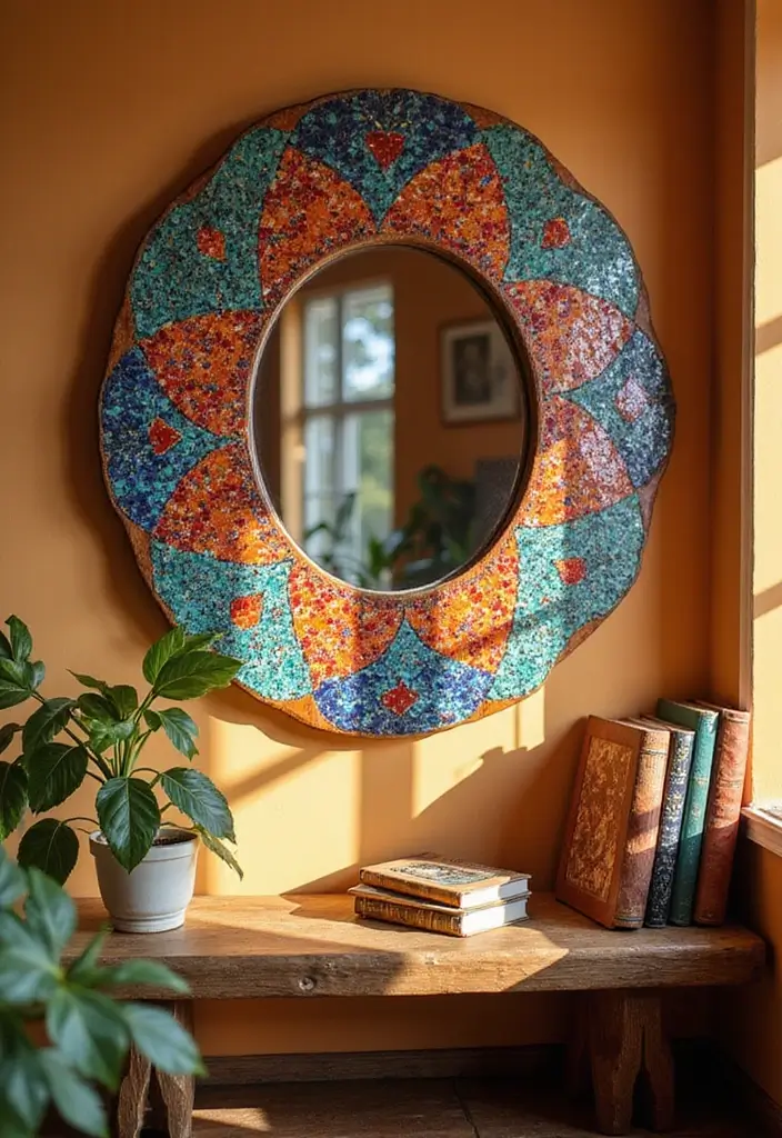 25 Lippan Art Mirror Wall Decor Ideas for Boho and Ethnic Homes 9 25 Lippan Art Mirror Wall Decor Ideas for Boho and Ethnic Homes - 9. Mosaic Style Lippan Mirrors