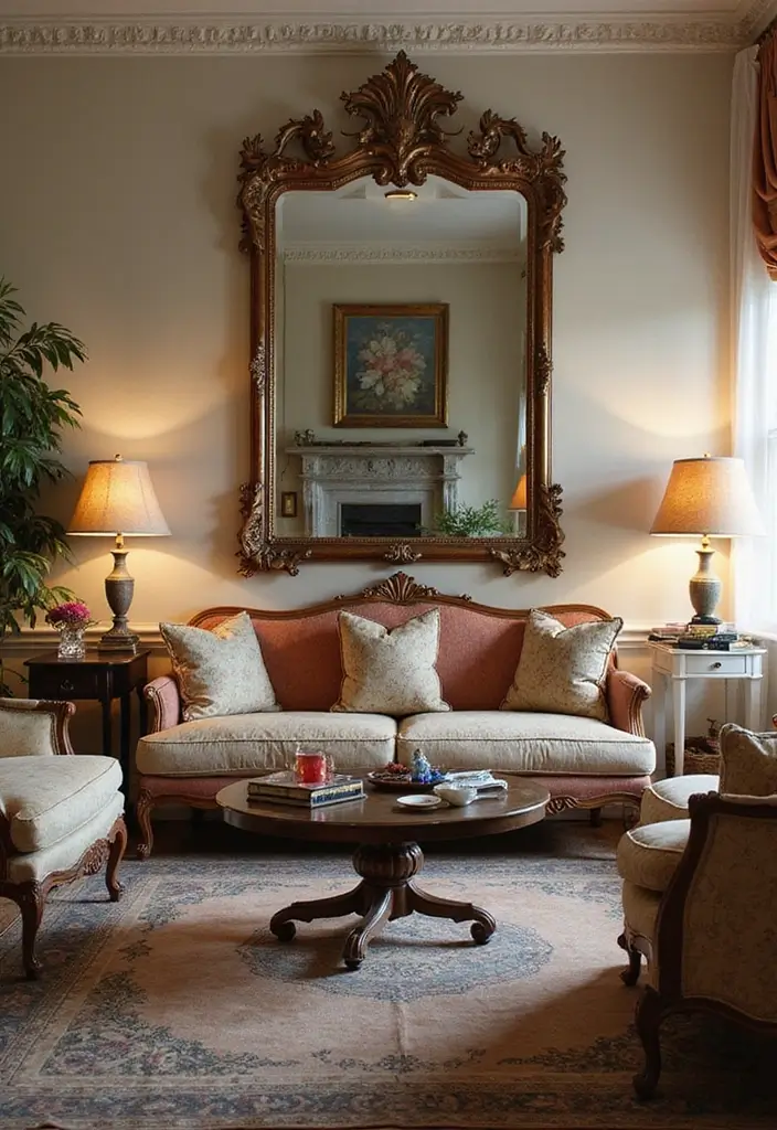 25 Living Room Mirror Decor Ideas That Make the Space Feel Bigger 12 25 Living Room Mirror Decor Ideas That Make the Space Feel Bigger - 12. Vintage Mirrors