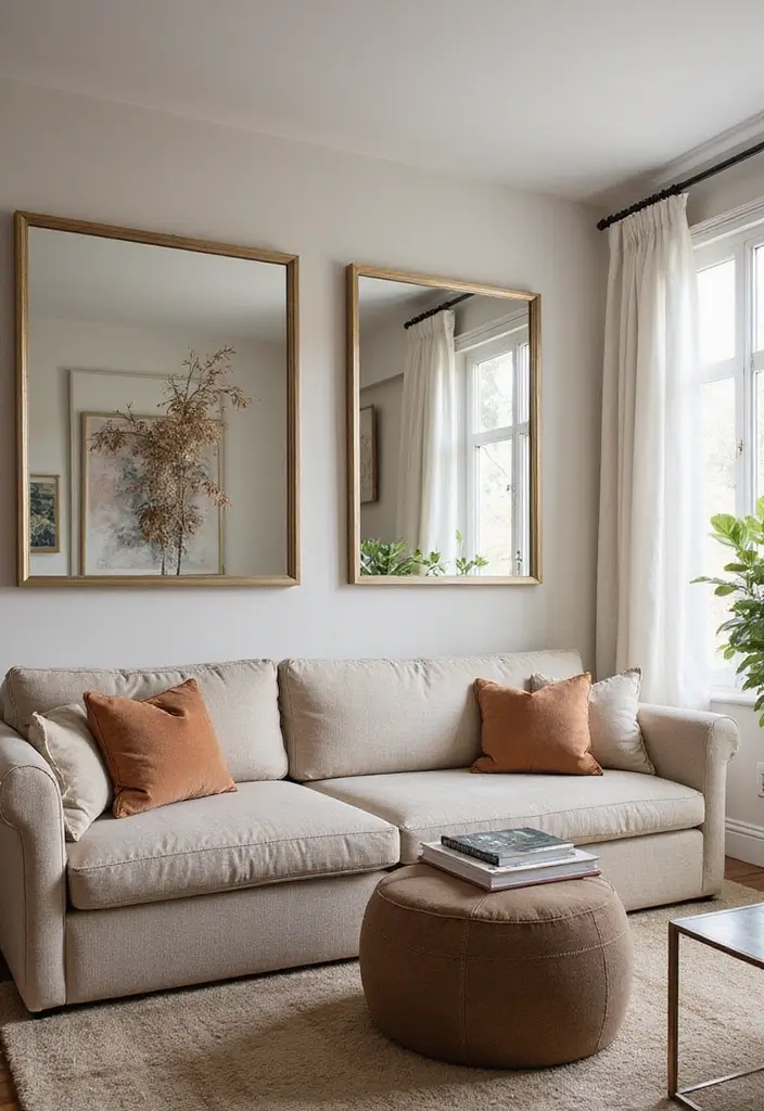 25 Living Room Mirror Decor Ideas That Make the Space Feel Bigger 19 25 Living Room Mirror Decor Ideas That Make the Space Feel Bigger - 19. Mirrored Frames for Artwork