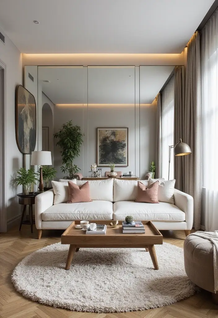 25 Living Room Mirror Decor Ideas That Make the Space Feel Bigger 2 25 Living Room Mirror Decor Ideas That Make the Space Feel Bigger - 2. Wall-to-Wall Mirrors